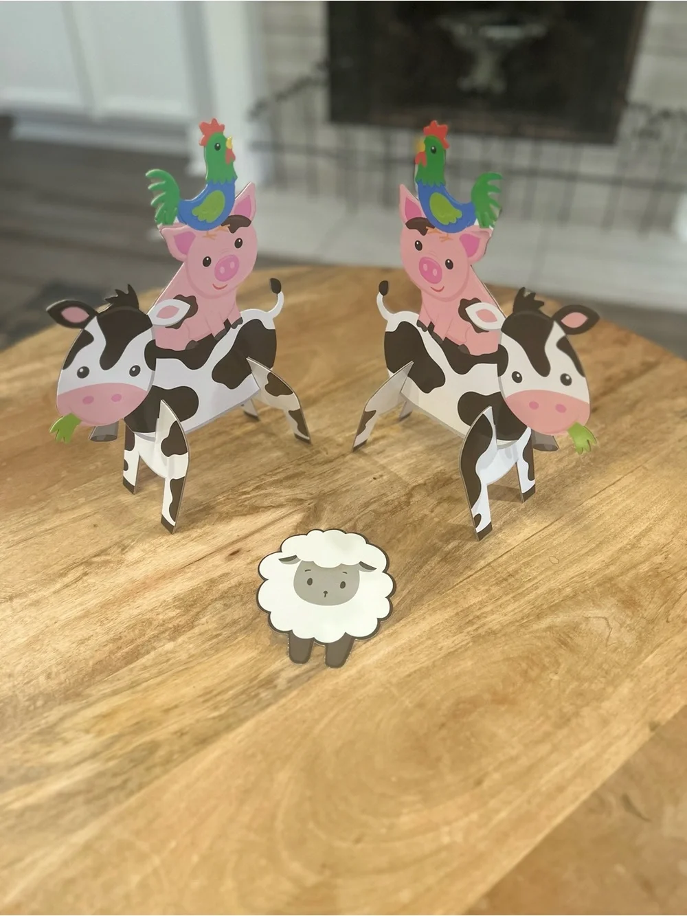 3DFarm Animal Table Decorations Cardboard Cow Pig Rooster Sheep Centerpieces Lot
